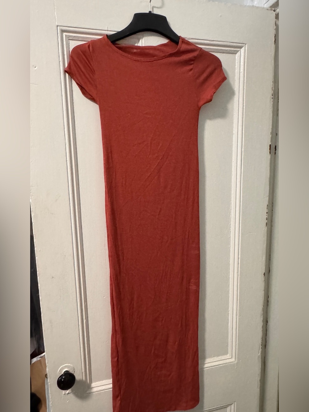 Zara Rust Short-Sleeve Maxi Dress